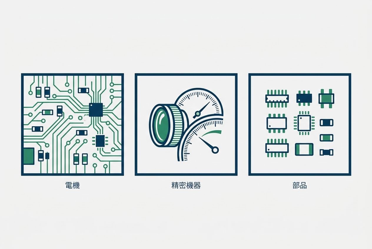 電機と精密と部品